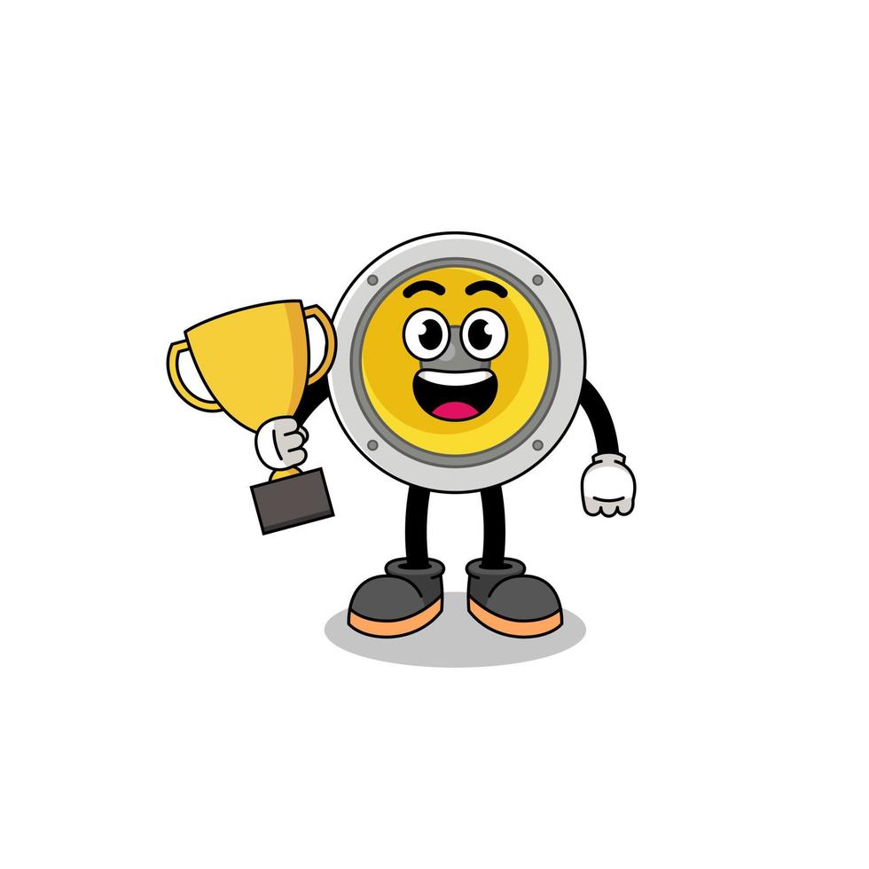 cartoon mascotte van spreker met een trofee vector