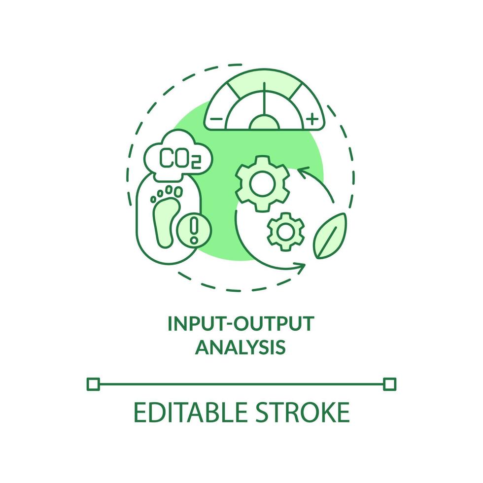 input output analyse groen concept icoon. wetenschappelijk onderzoek. industriële ecologie abstracte idee dunne lijn illustratie. geïsoleerde overzichtstekening. bewerkbare streek. vector