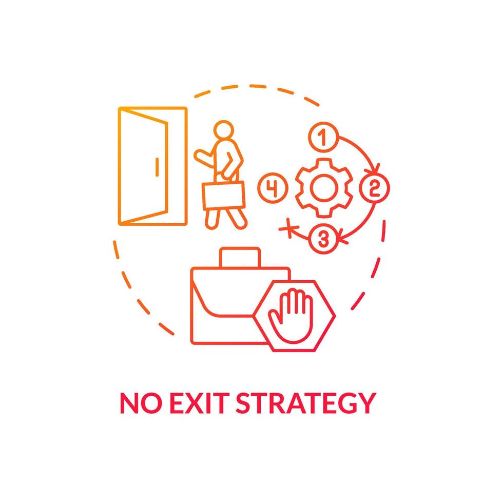 geen exit-strategie rood kleurverloop concept icoon. probleem van nieuwe startups abstracte idee dunne lijn illustratie. ondernemerschap. geïsoleerde overzichtstekening. vector