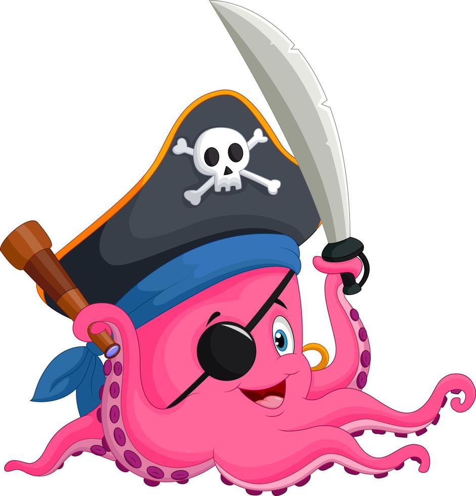 cartoon piraten octopus vector