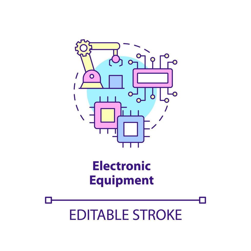 elektronische apparatuur concept icoon. componenten van bouwapparatuur. zakelijke subsector abstracte idee dunne lijn illustratie. geïsoleerde overzichtstekening. bewerkbare streek. vector