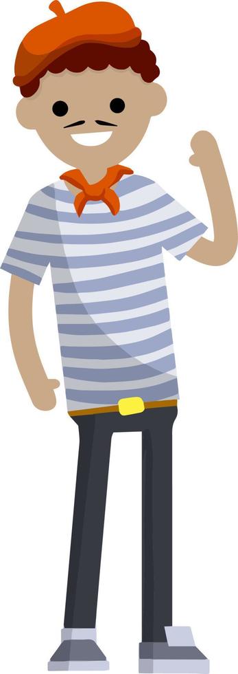 franse man in blauw gestreepte kleding vector