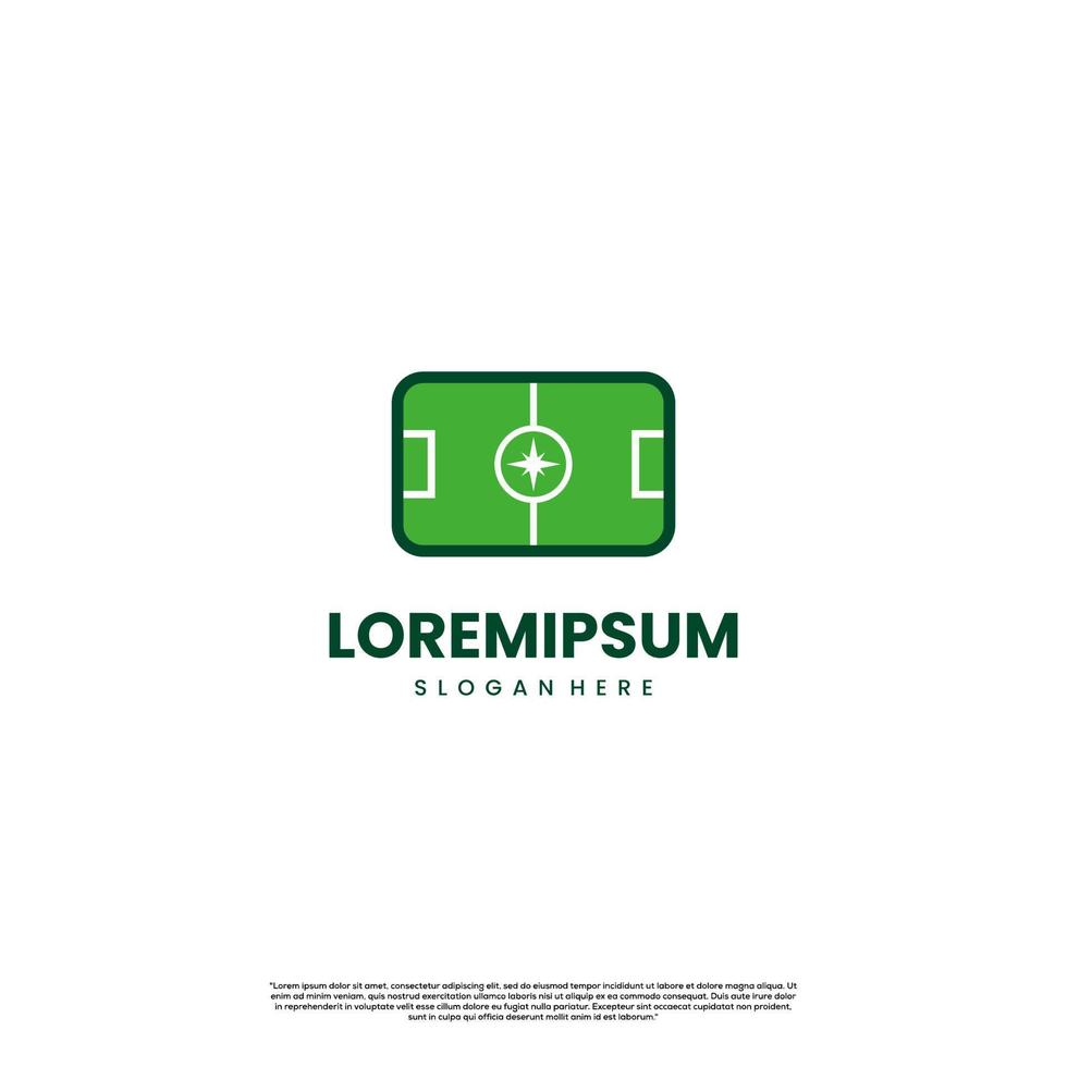 voetbalveld combineren met kompas logo ontwerp creatief concept vector