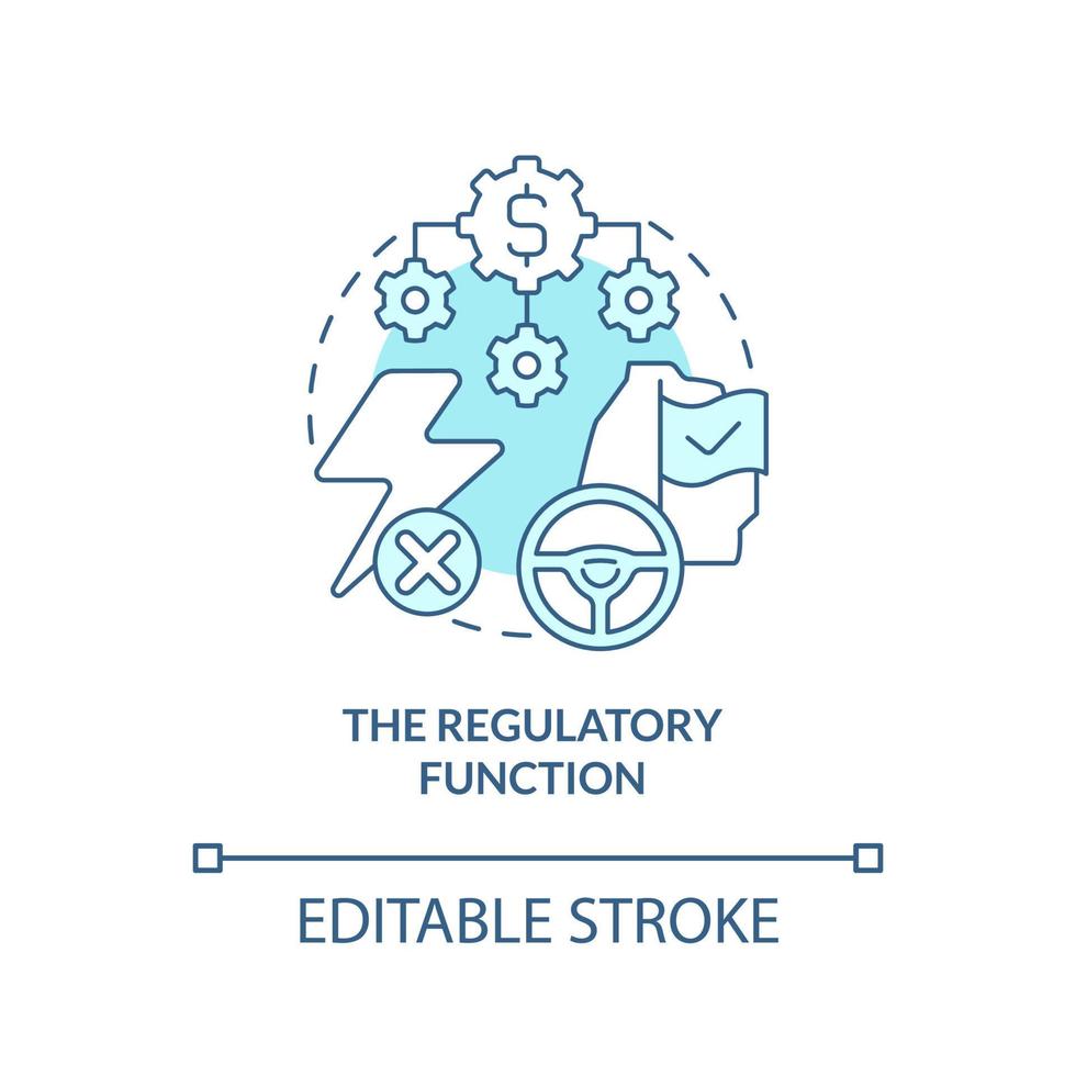 regelgevende functie turquoise concept icoon. rechtssysteem. nationale economische veiligheid abstracte idee dunne lijn illustratie. geïsoleerde overzichtstekening. bewerkbare streek. vector