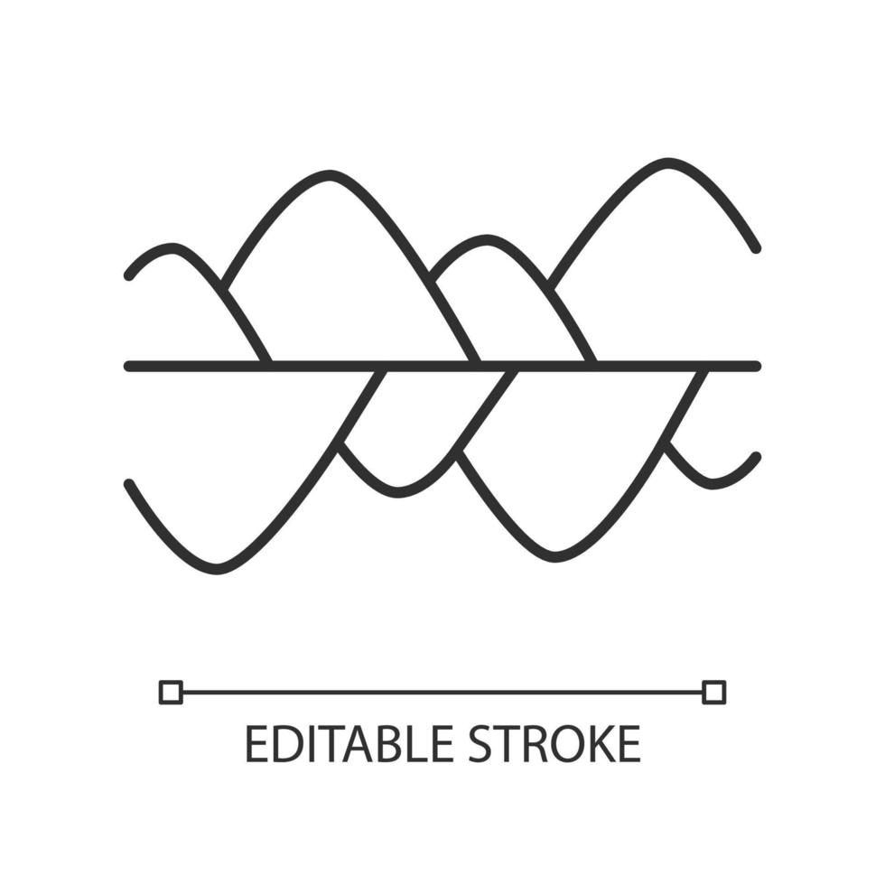 muziek frequentie niveau lineaire pictogram. dunne lijn illustratie. trillingen, geluidsniveaucurven. geluidsgolven, golfvormen. digitale geluidsgolven. contour symbool. vector geïsoleerde overzichtstekening. bewerkbare streek