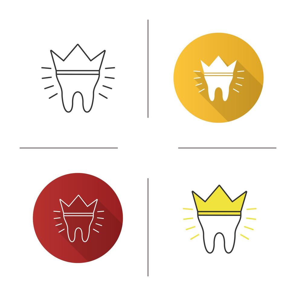 tandheelkundige kroon pictogram. tand herstel. plat ontwerp, lineaire en kleurstijlen. geïsoleerde vectorillustraties vector