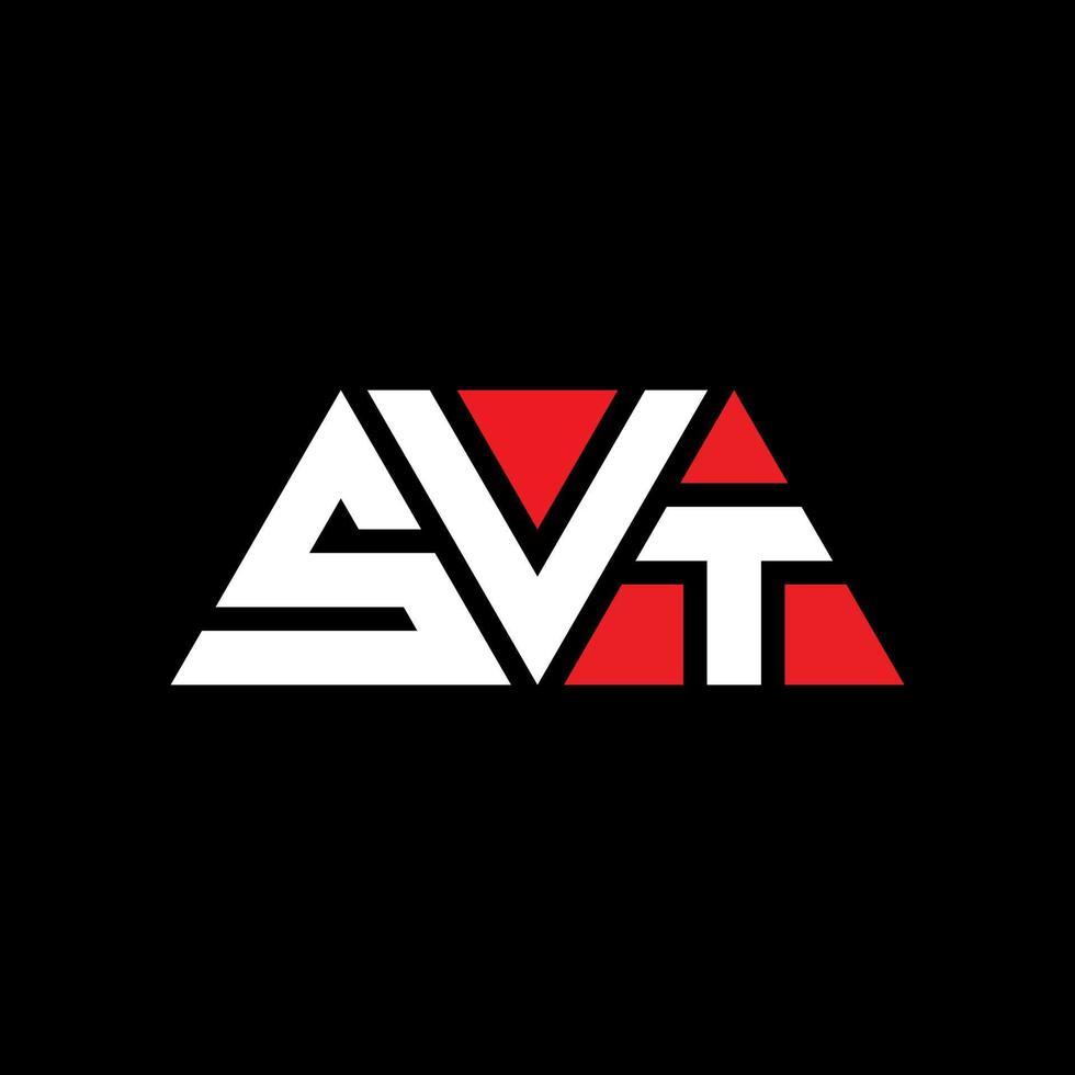 svt driehoek brief logo ontwerp met driehoekige vorm. svt driehoek logo ontwerp monogram. svt driehoek vector logo sjabloon met rode kleur. svt driehoekig logo eenvoudig, elegant en luxueus logo. svt