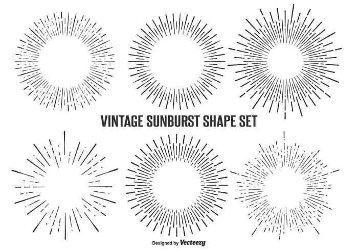 Vintage zonnestraal vorm set vector