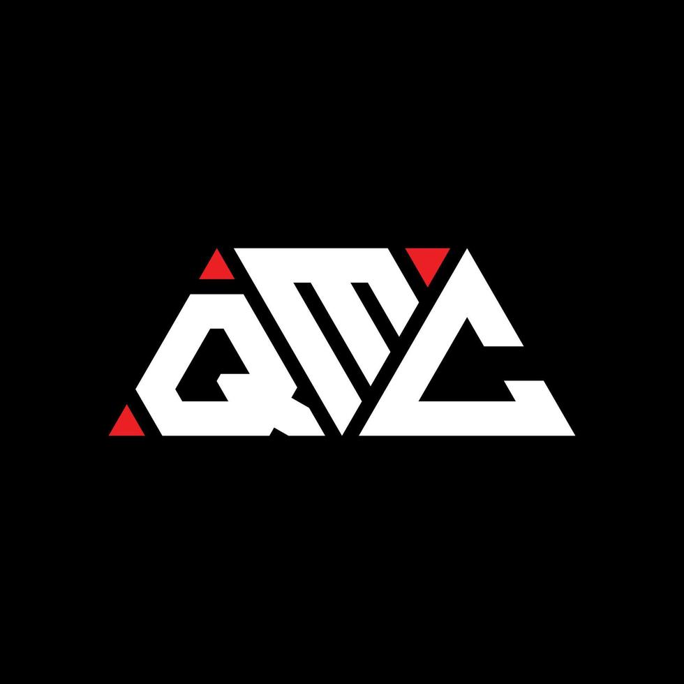 qmc driehoek brief logo ontwerp met driehoekige vorm. qmc driehoek logo ontwerp monogram. QMC driehoek vector logo sjabloon met rode kleur. qmc driehoekig logo eenvoudig, elegant en luxueus logo. qmc