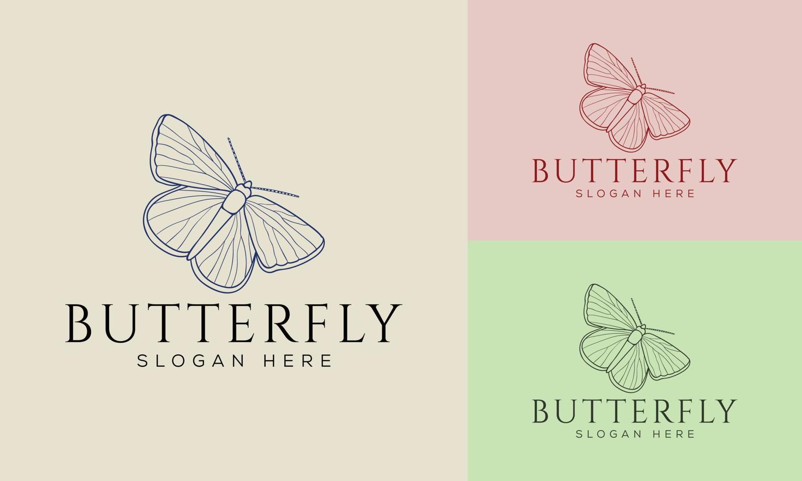 schoonheid vlinder logo. luxe lijn logo ontwerp. universeel premium vlindersymboollogotype. vector