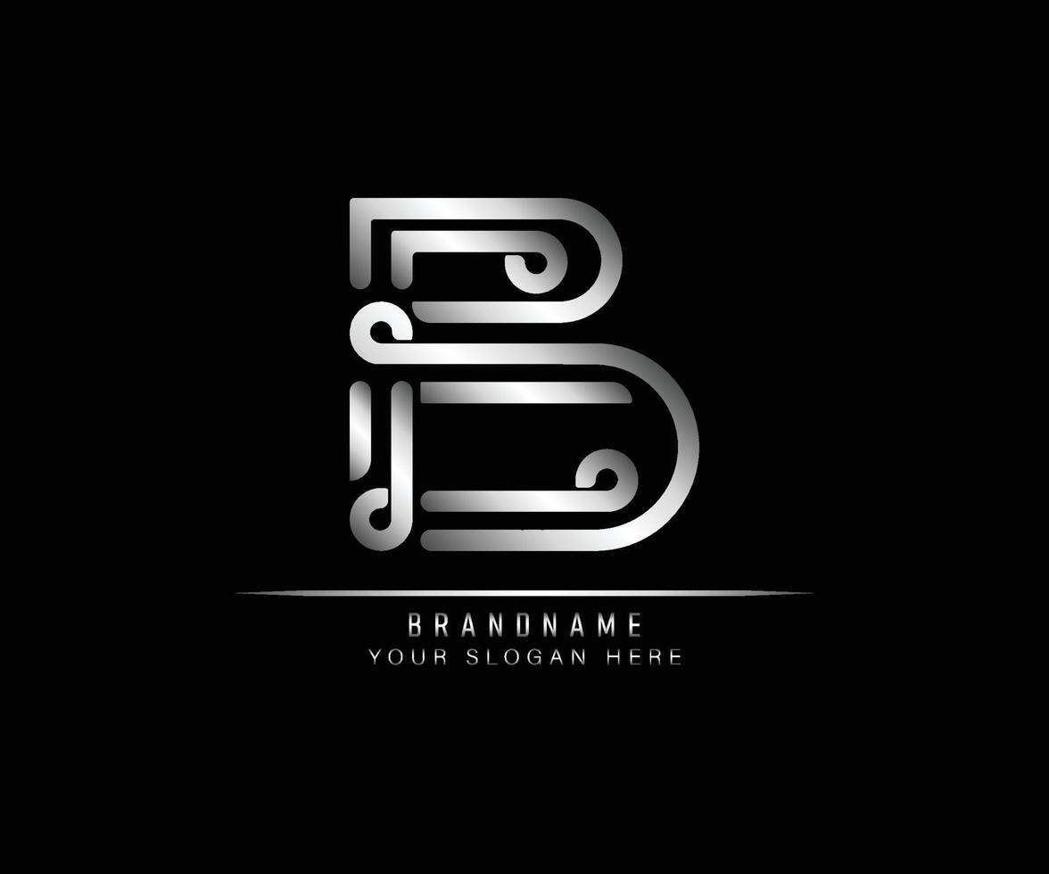 eerste letter b logo creatieve elegante trendy unieke artistieke zilveren kleur gebaseerd alfabet pictogram logo. vector