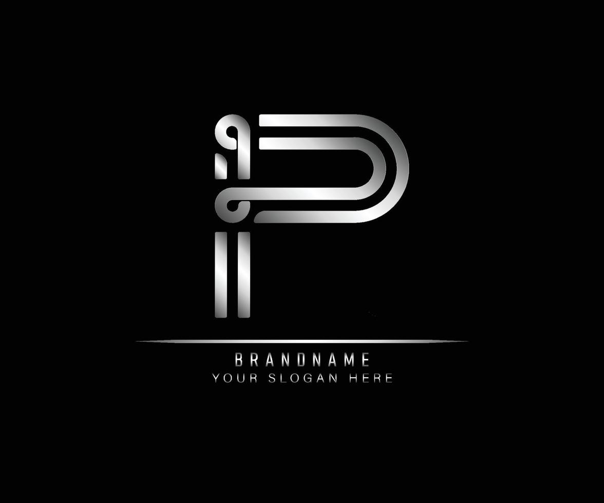 eerste letter p logo creatieve elegante trendy unieke artistieke zilveren kleur gebaseerd alfabet pictogram logo. vector