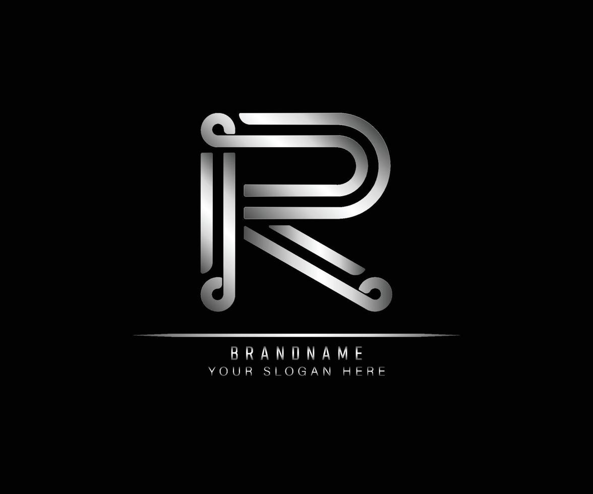 eerste letter r logo creatieve elegante trendy unieke artistieke zilveren kleur gebaseerd alfabet pictogram logo. vector