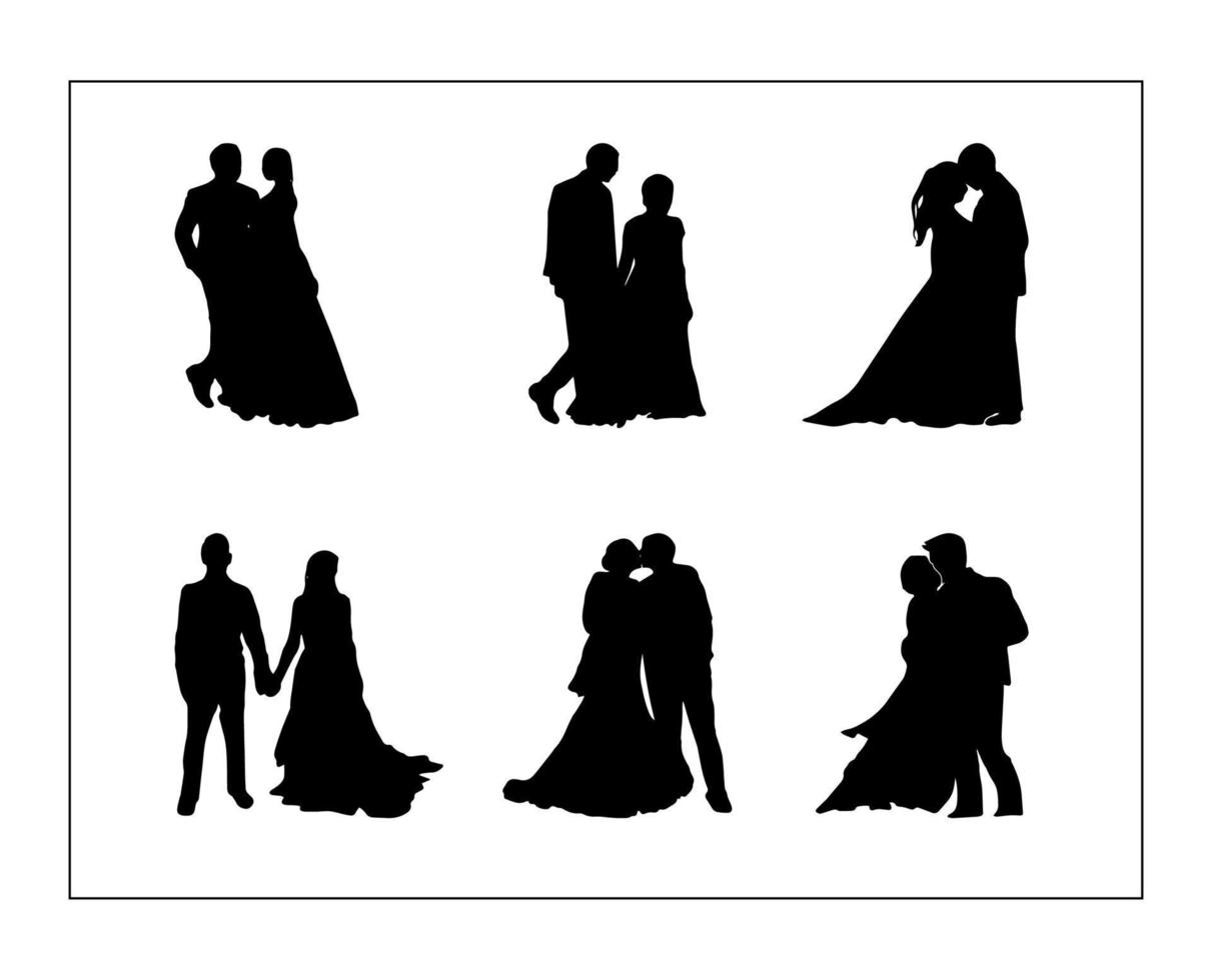 paar bruiloft silhouet vector