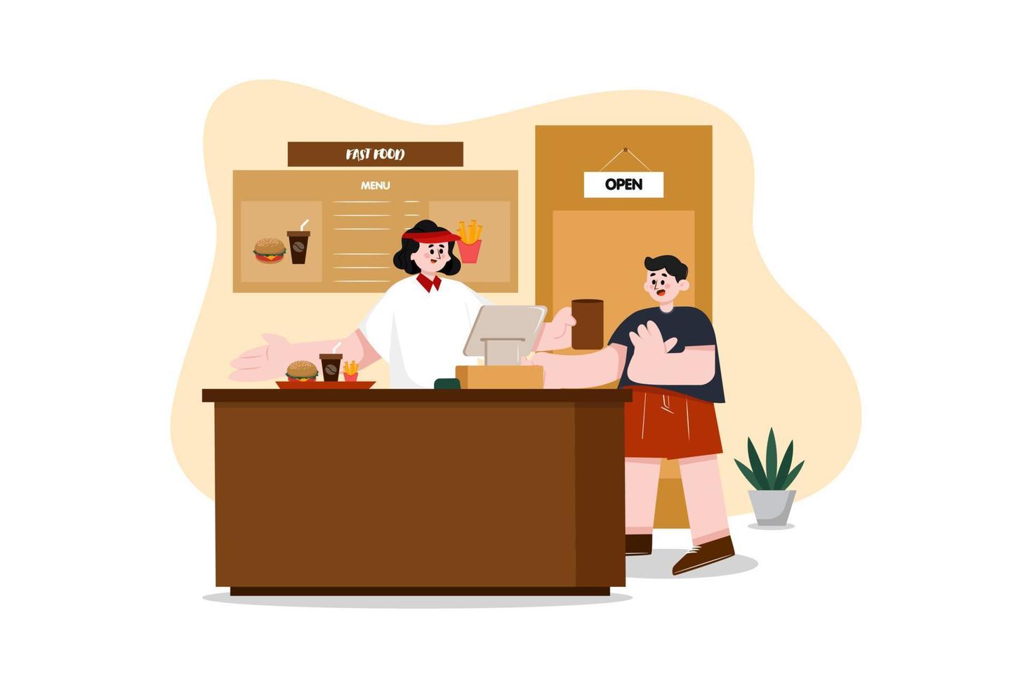 restaurant service flat illustratie concept op witte achtergrond vector