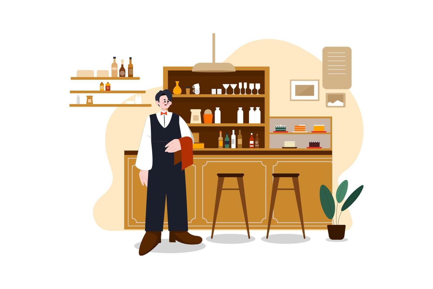 restaurant service flat illustratie concept op witte achtergrond vector