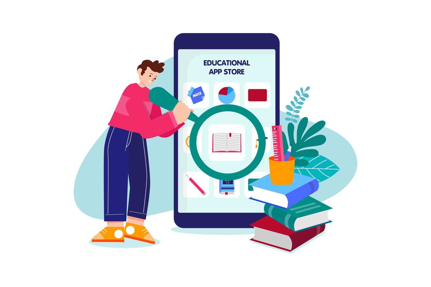 onderwijs app illustratie concept op witte achtergrond vector