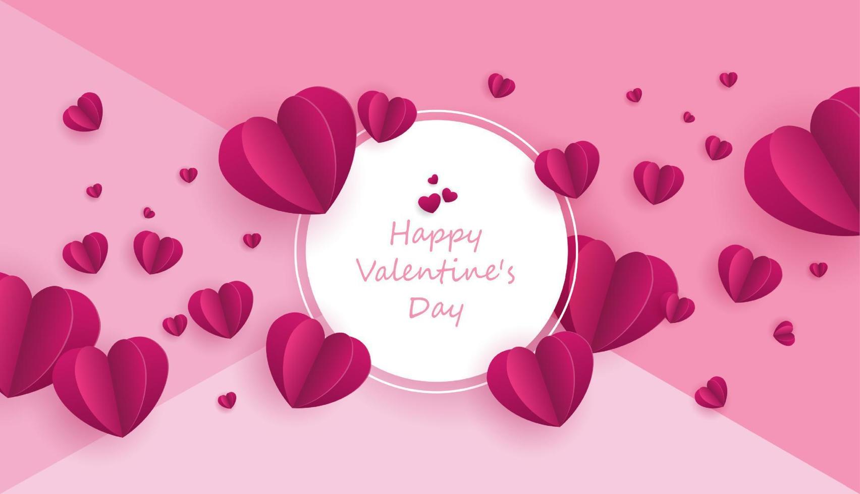 papieren kunst van liefde en valentijnsdag met papieren hart aan de blauwe lucht. kan worden gebruikt voor behang, uitnodiging, posters, banners. vector ontwerp