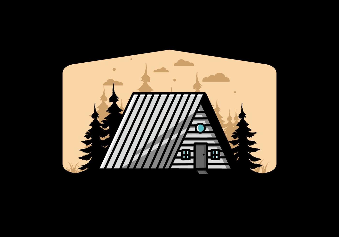 vintage houten hut illustratie ontwerp vector