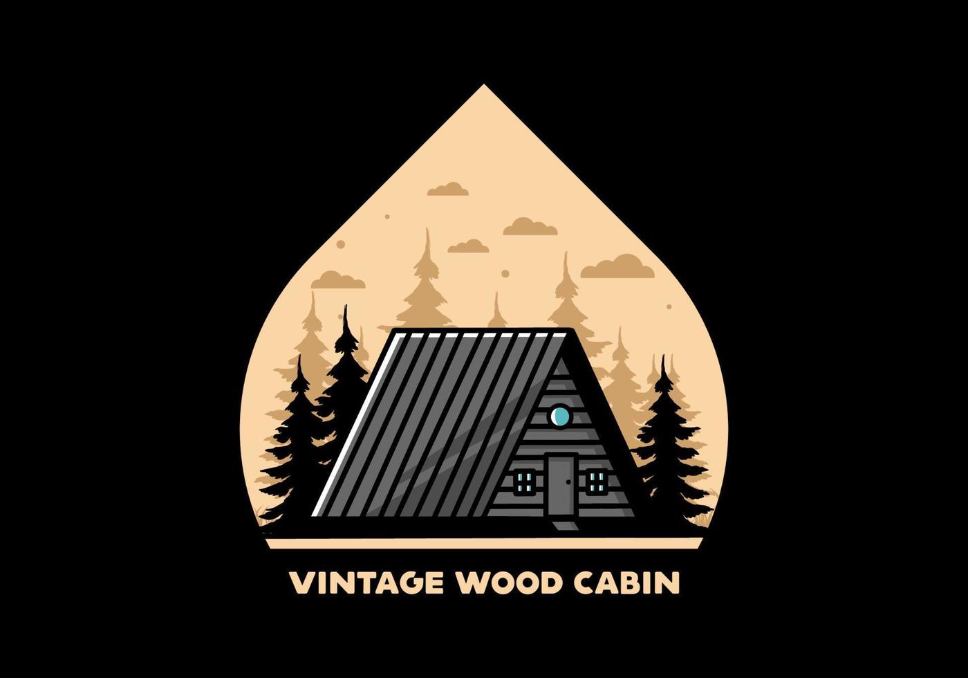 vintage houten hut illustratie ontwerp vector