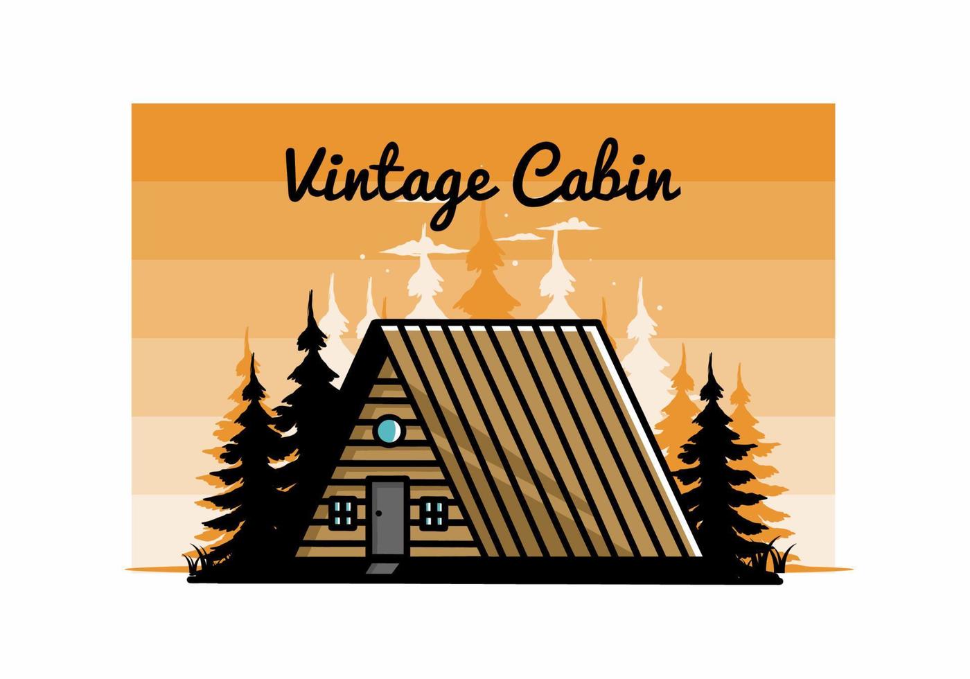 vintage houten hut illustratie ontwerp vector