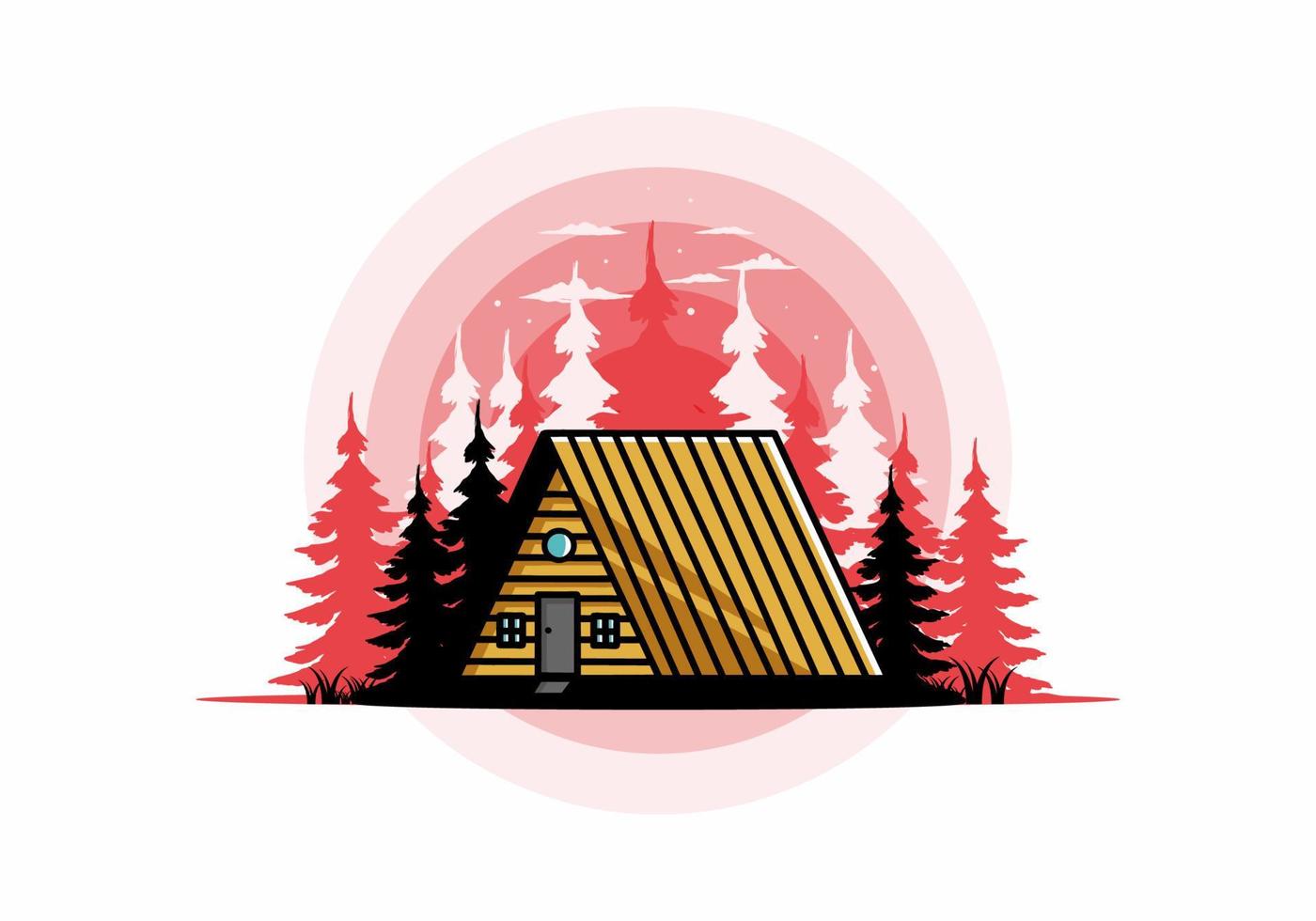 vintage houten hut illustratie ontwerp vector