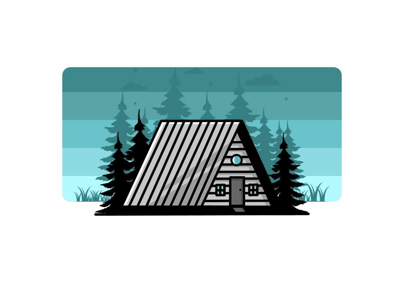 vintage houten hut illustratie ontwerp vector