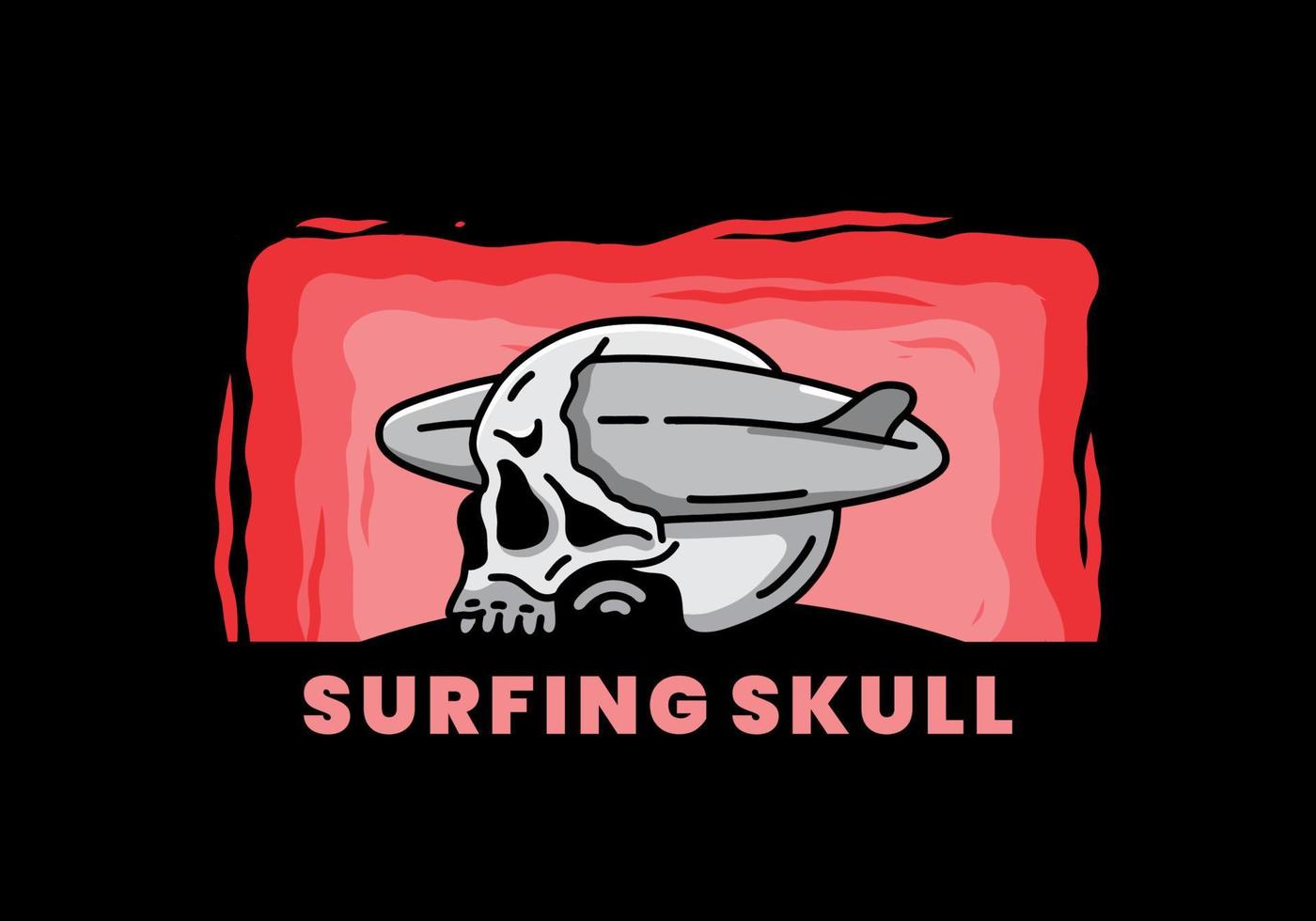 surfplank die het schedelillustratieontwerp doorboort vector