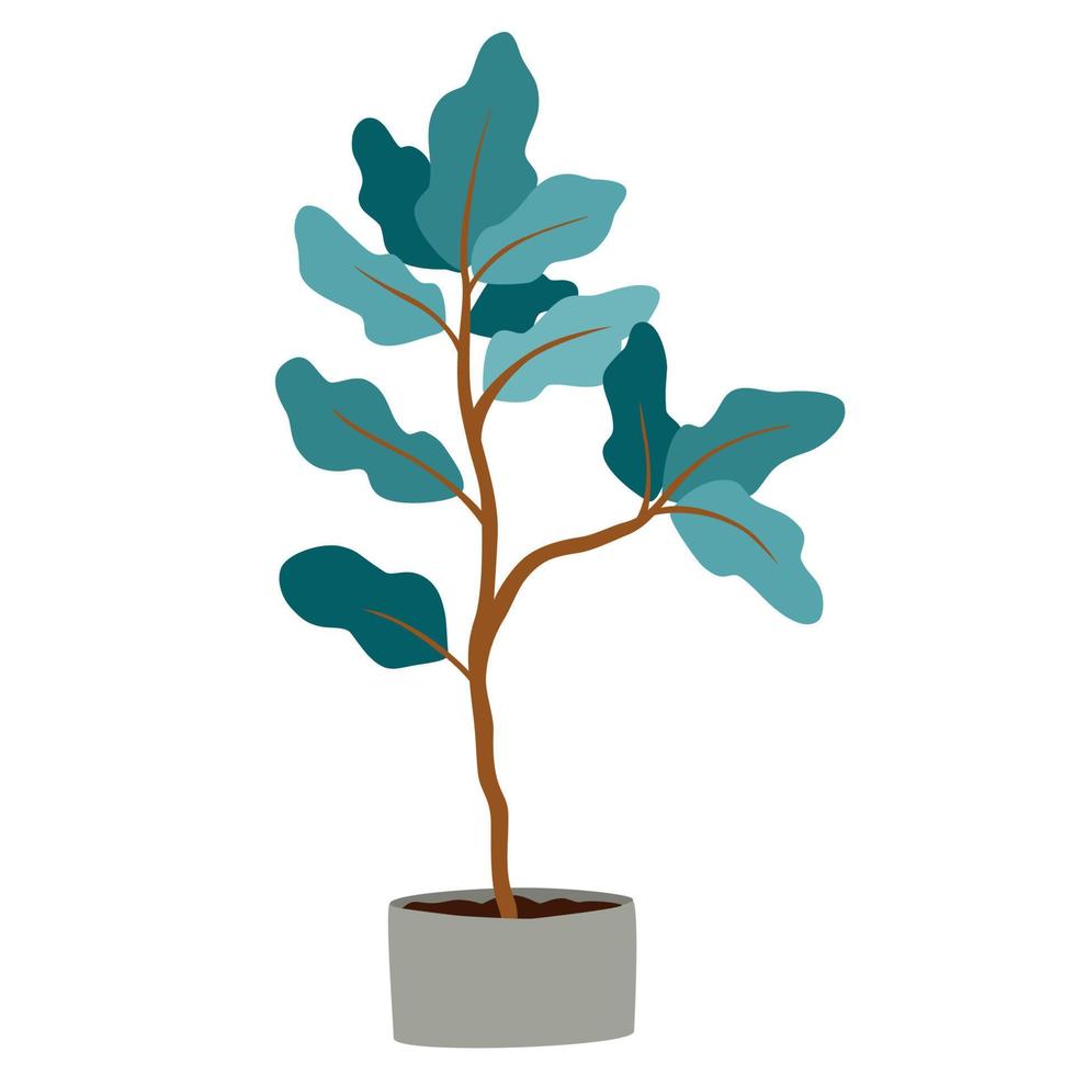 kamerplant in pot. gebladerte kamerplant groeit in bloempot. groene bladdecoratie voor interieur. natuurlijke binneninrichting. hand tekenen vectorillustratie geïsoleerd op een witte achtergrond vector