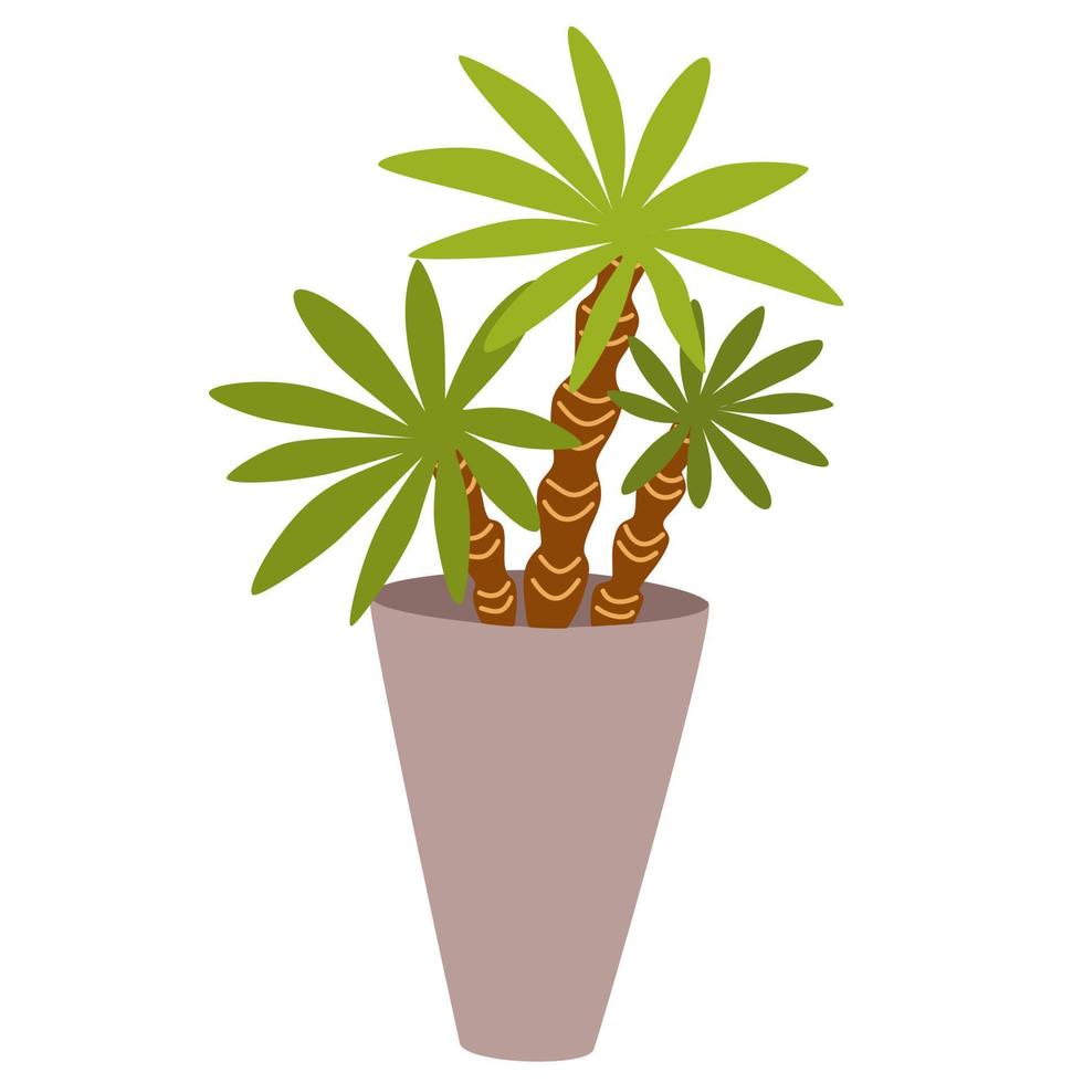 kamerplant in pot. gebladerte kamerplant groeit in bloempot. groene bladdecoratie voor interieur. natuurlijke binneninrichting. hand tekenen vectorillustratie geïsoleerd op een witte achtergrond vector