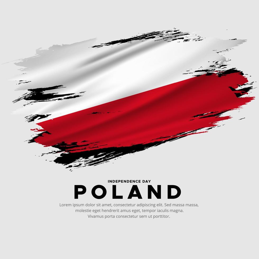 nieuw ontwerp van de vector van de onafhankelijkheidsdag van Polen. vlag van polen met abstracte borstel vector