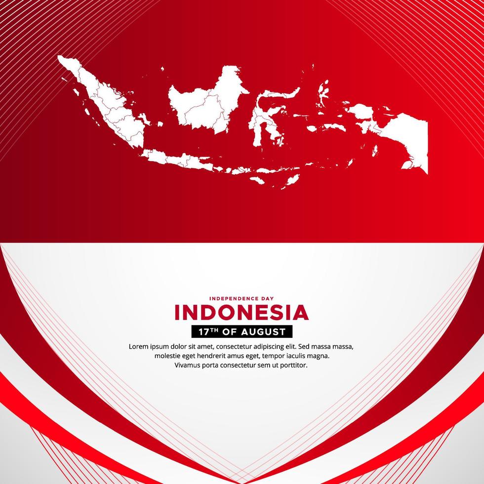 fantastische indonesië onafhankelijkheidsdag ontwerp achtergrond met indonesië kaarten en golvende vlag vector