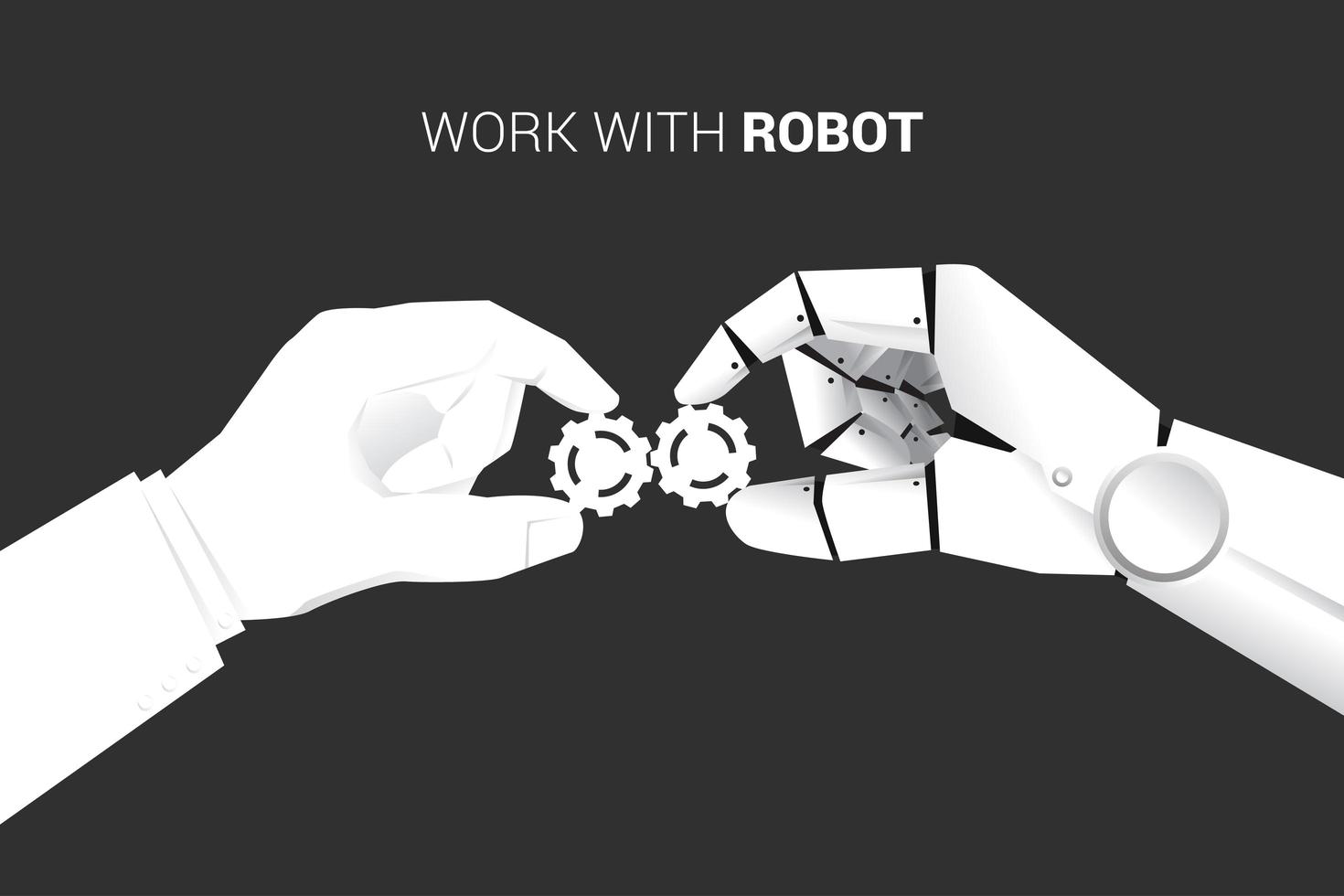 zakenman en robot hand versnellingen samen passen vector