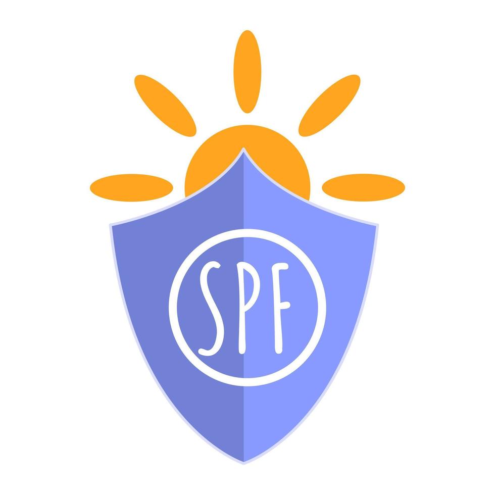 scherm spf verduistert de zon. uv-bescherming voor de huid. zonnebrandlotion gebruiken. concept gezondheidszorg, zonnebrand, preventie van huidkanker. geïsoleerde vectorillustratie. vector