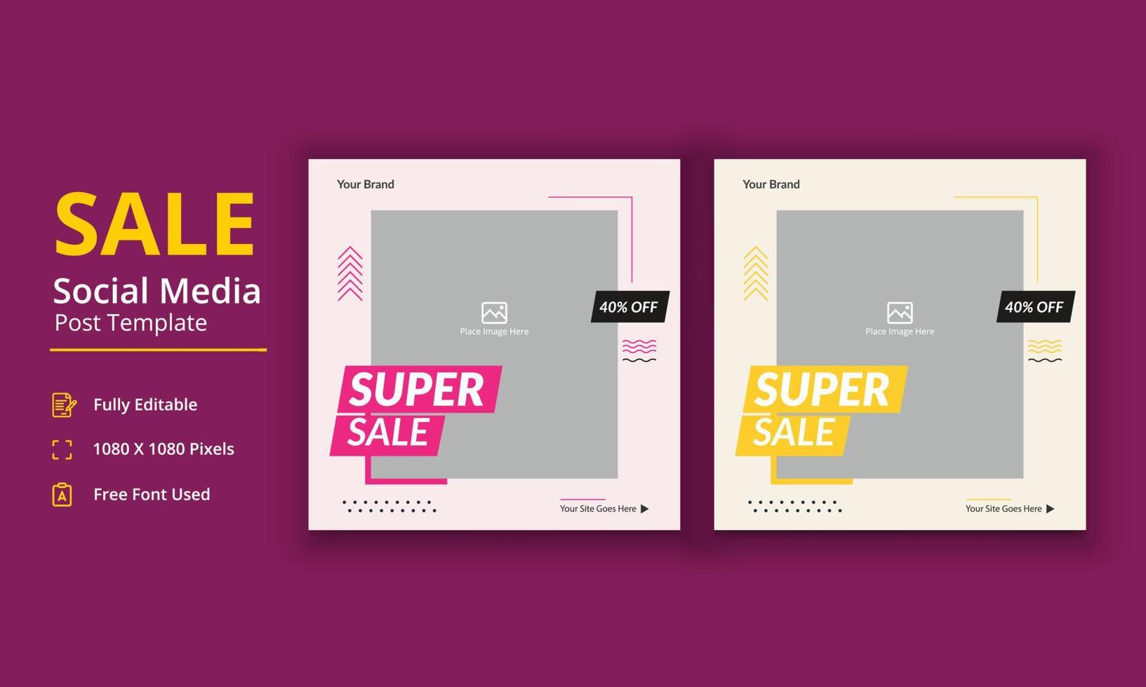 verkoop social media postsjabloon, mega sale banner, super sale banner, grote verkoop poster, speciale aanbieding banner social media post vector