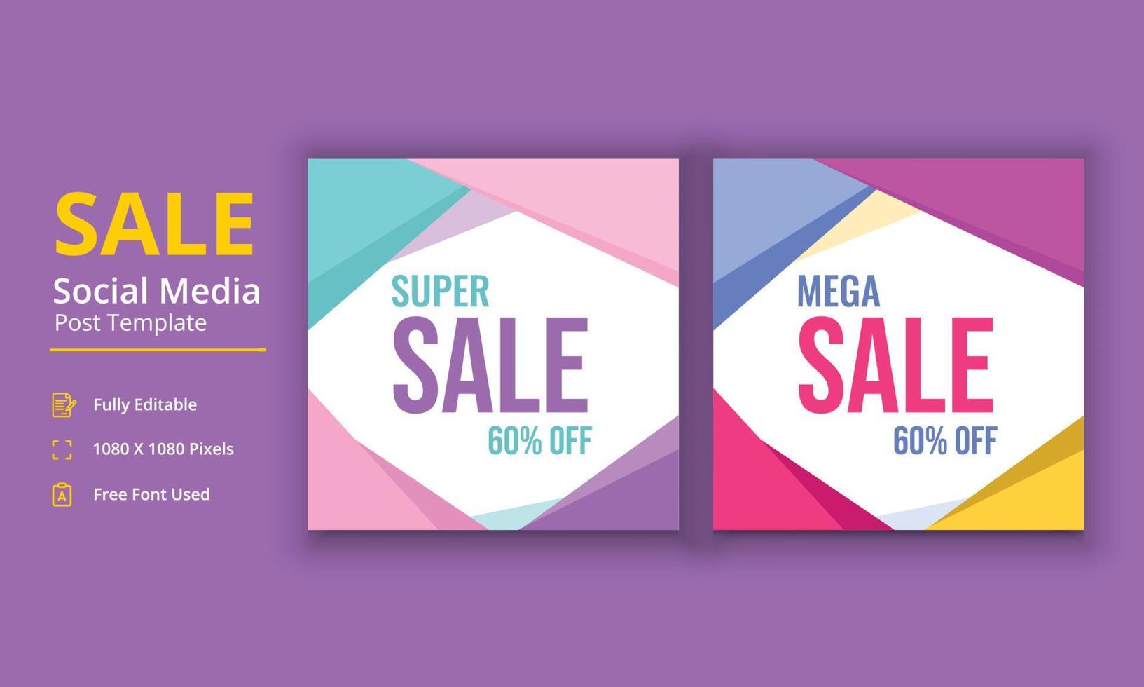 verkoop social media postsjabloon, mega sale banner, super sale banner, grote verkoop poster, speciale aanbieding banner social media post vector