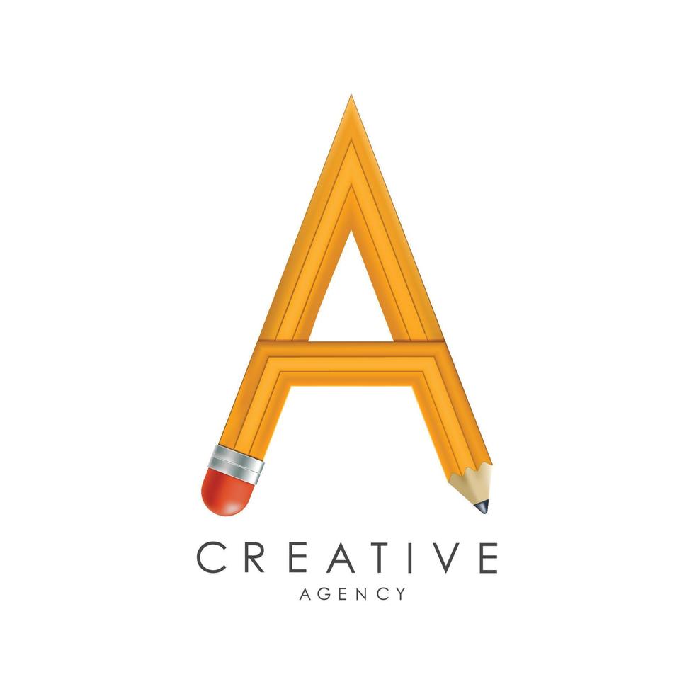 creatieve 3d potlood logo vector ontwerpsjabloon, modern potlood en logo concept.