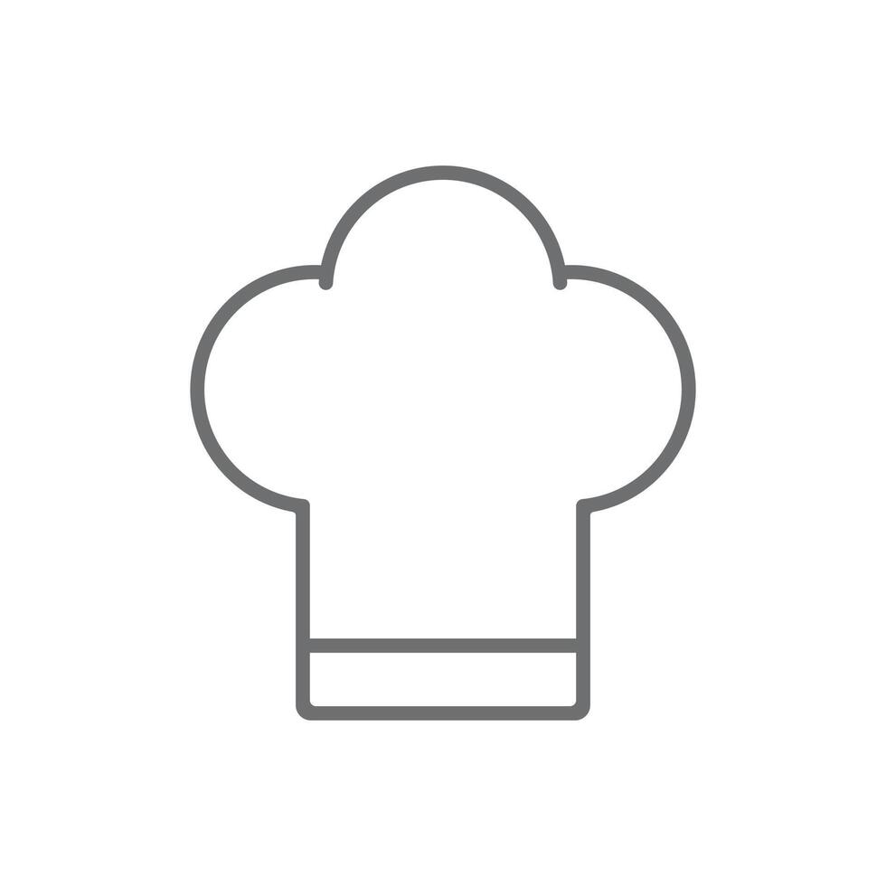 eps10 grijze vector chef-kok hoed lijn pictogram geïsoleerd op een witte achtergrond. chef-kok cap overzichtssymbool in een eenvoudige, platte trendy moderne stijl voor uw websiteontwerp, logo, pictogram en mobiele applicatie