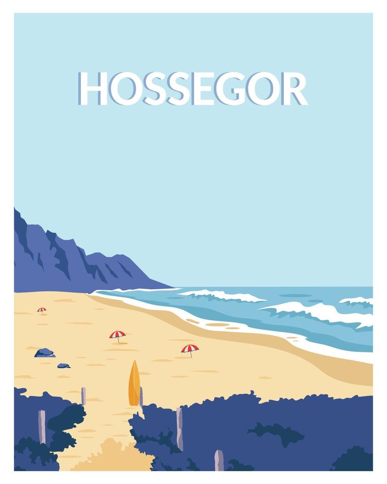 hossegor reizen poster vectorillustratie met minimalistische stijl. vector