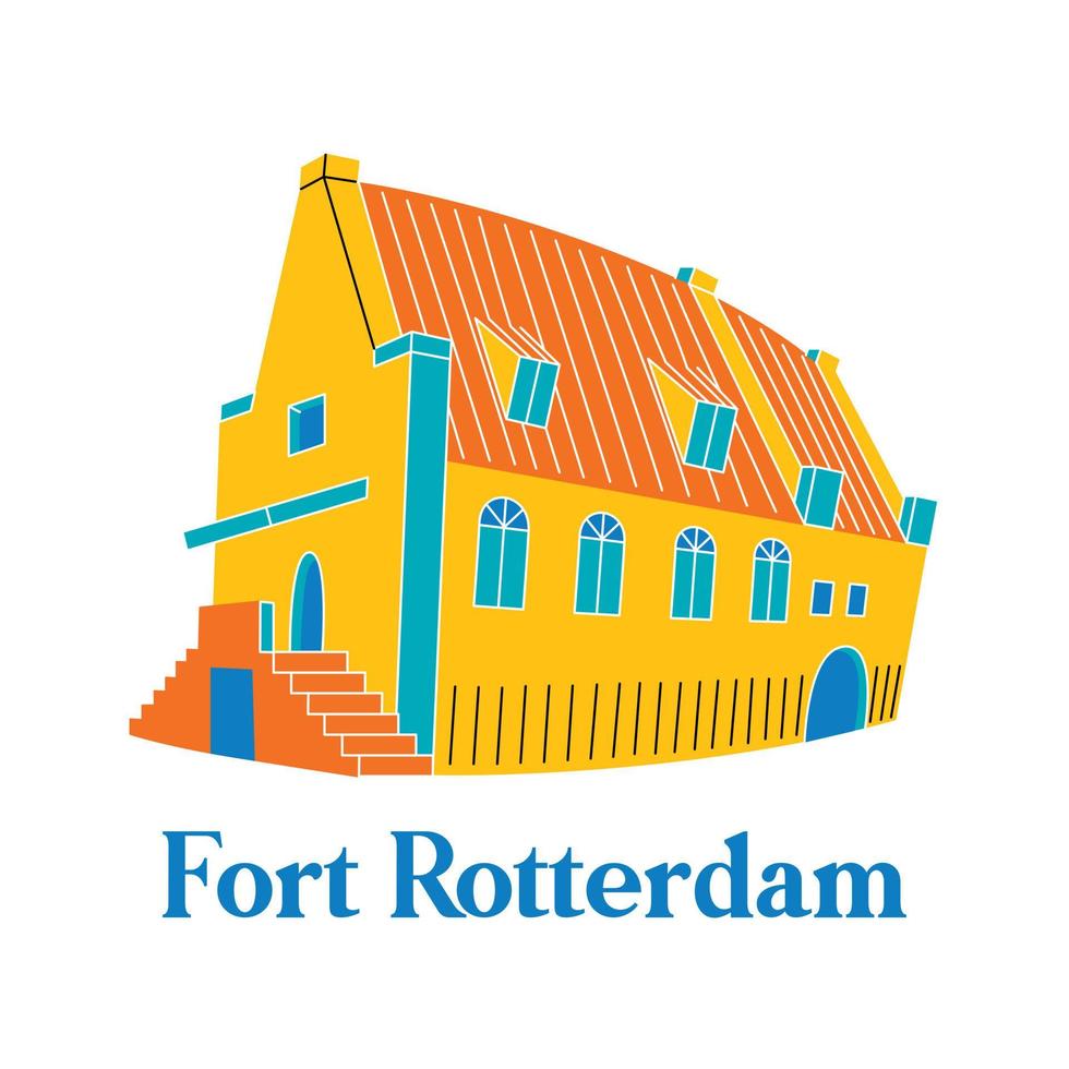 fort rotterdam in platte designstijl vector