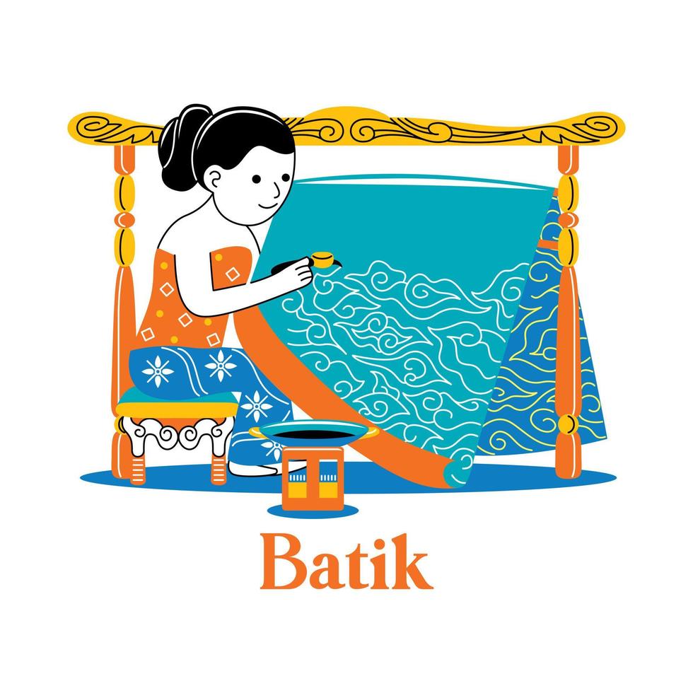 batik in platte ontwerpstijl vector