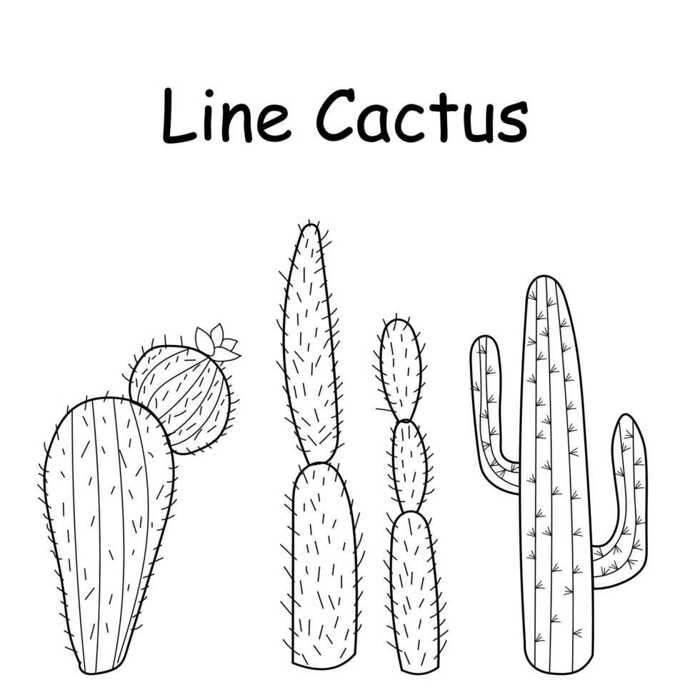 vector doodle illustratie van cactus. set handgetekende cactuselementen. doodle Mexicaanse cactus