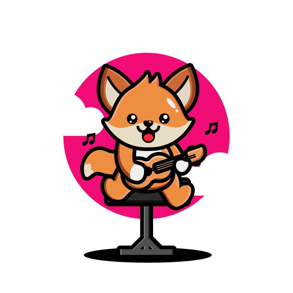 schattige vos die gitaar speelt vector