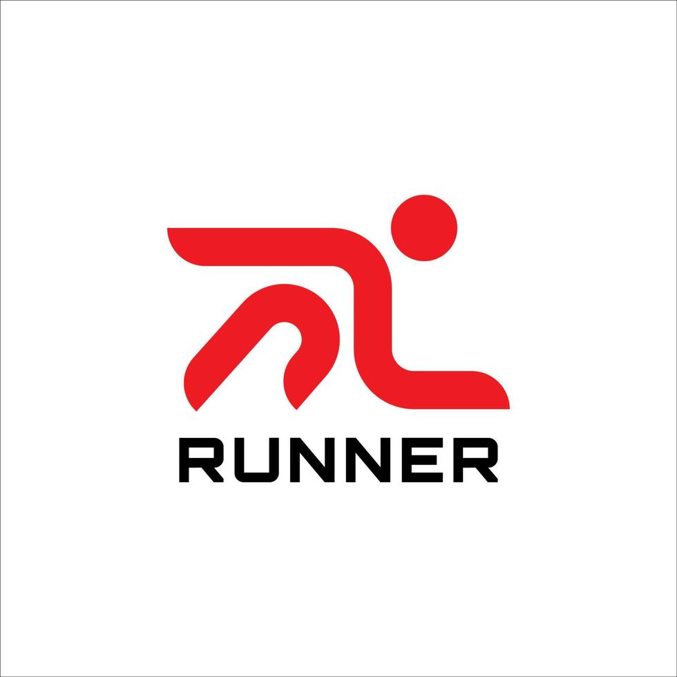 vectorillustratie van mensen lopen in het rood symboliseert snelheid. runner-logo-ontwerp voor sporttrainingsinstituut, community, apps-pictogram, merkproduct enz. schoon en eenvoudig logo-concept vector