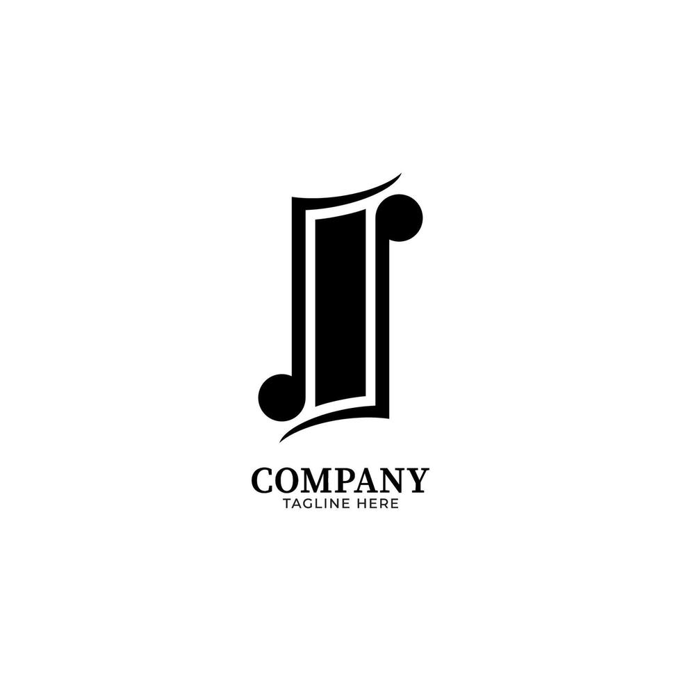 letter i alfabet muziek logo ontwerp geïsoleerd op een witte kleur achtergrond. eerste en muzikale noot, trilling, achtste noten logo concept. vector