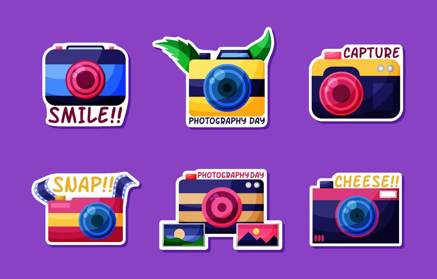 stickerpakket voor fotografiedag vector