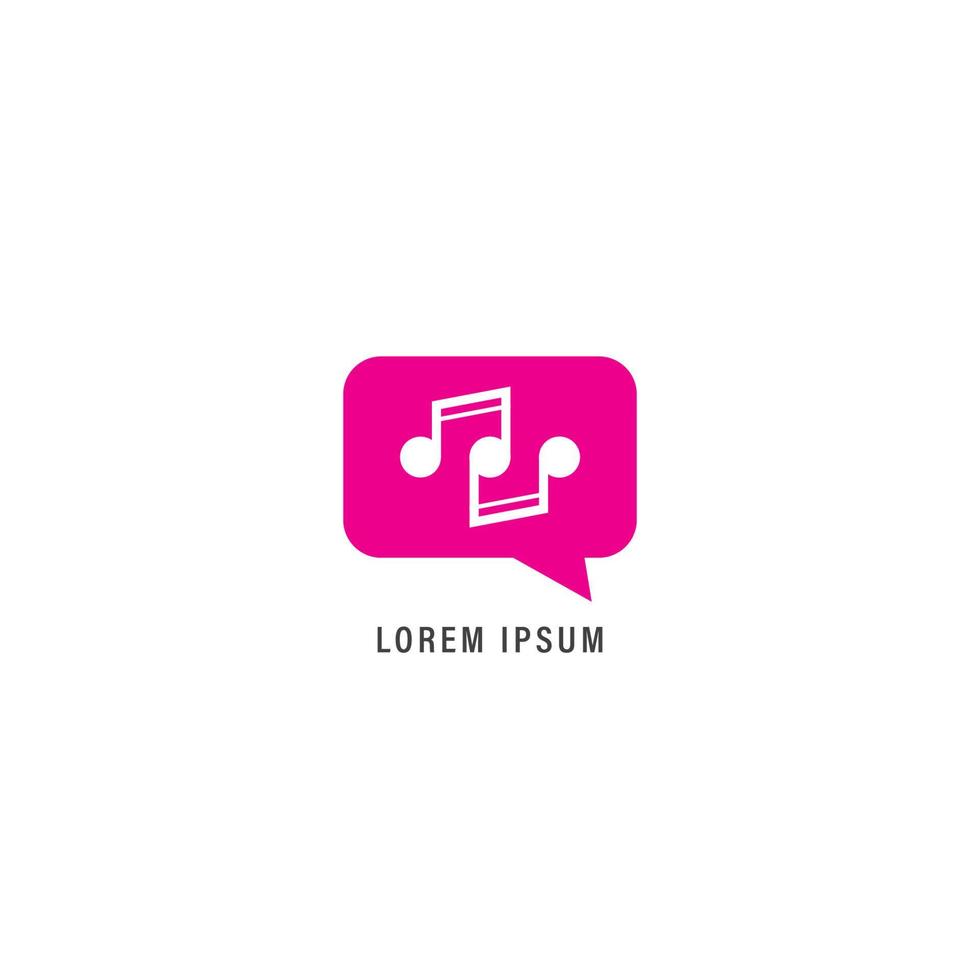 roze afgeronde vierkante praatjebel met muzieknoot vectorillustratie. muziek podcast logo ontwerpsjabloon geïsoleerd op een witte kleur achtergrond. vector