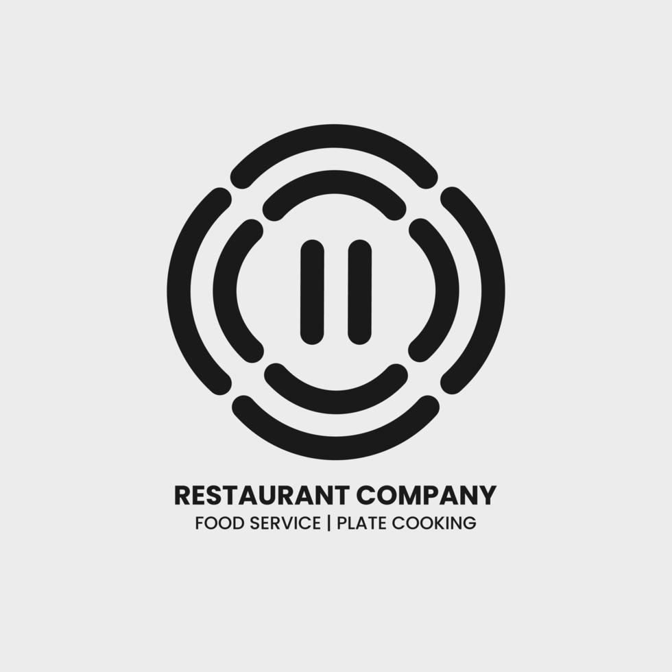 plaatontwerplogo voor restaurantcafé-voedselbedrijf. glimlach platte pictogram eenvoudige logomark. overzicht monochrome logo's vector