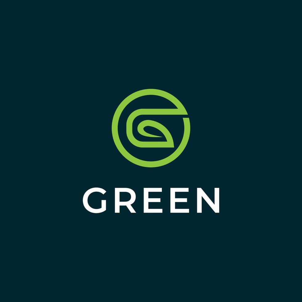 beginletter g groen met cirkel en blad concept logo inspiratie vector