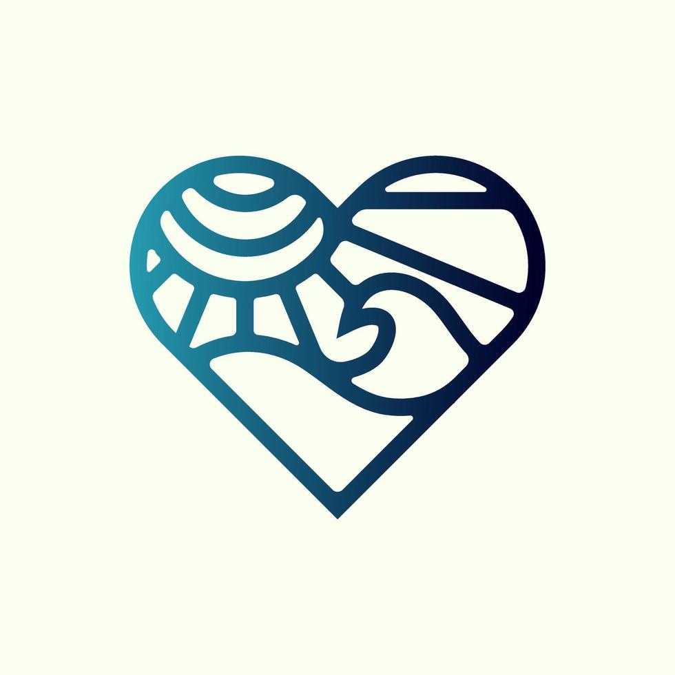 moderne lijn kunst tropische liefde strand logo afbeelding ontwerp vector